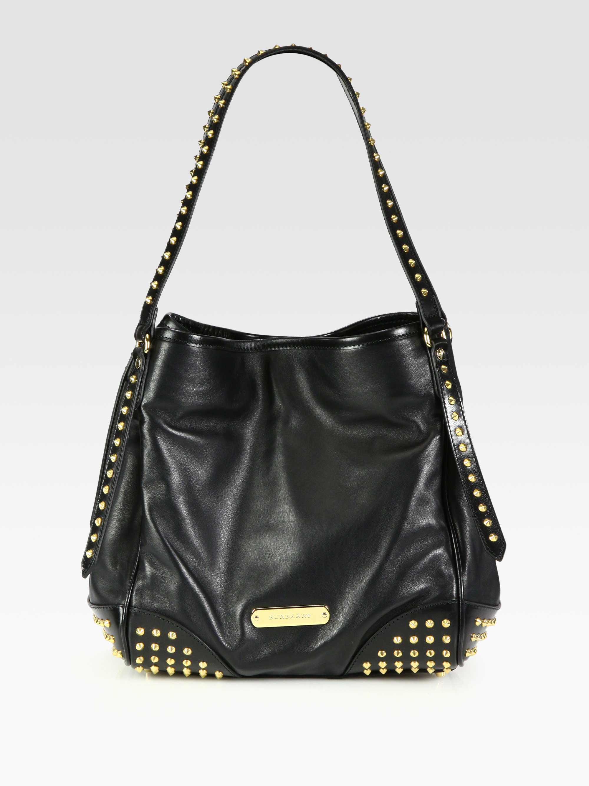 Burberry Studded Tote in Black - Lyst