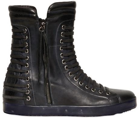 Clone Laced Nappa Zip Up High Top Sneakers in Black for Men | Lyst