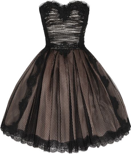 Dolce & Gabbana Strapless Lace and Tulle Dress in Black | Lyst