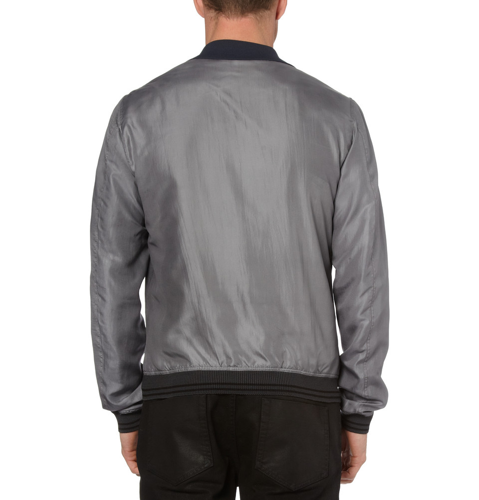 Dolce & Gabbana Lightweight Silk Blend Bomber Jacket in Gray for Men - Lyst