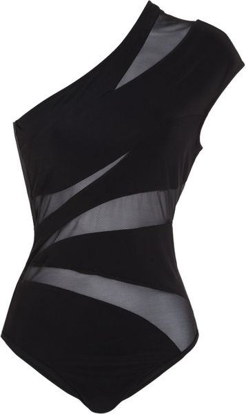 Jets By Jessika Allen Asymmetric Swimsuit in Black | Lyst