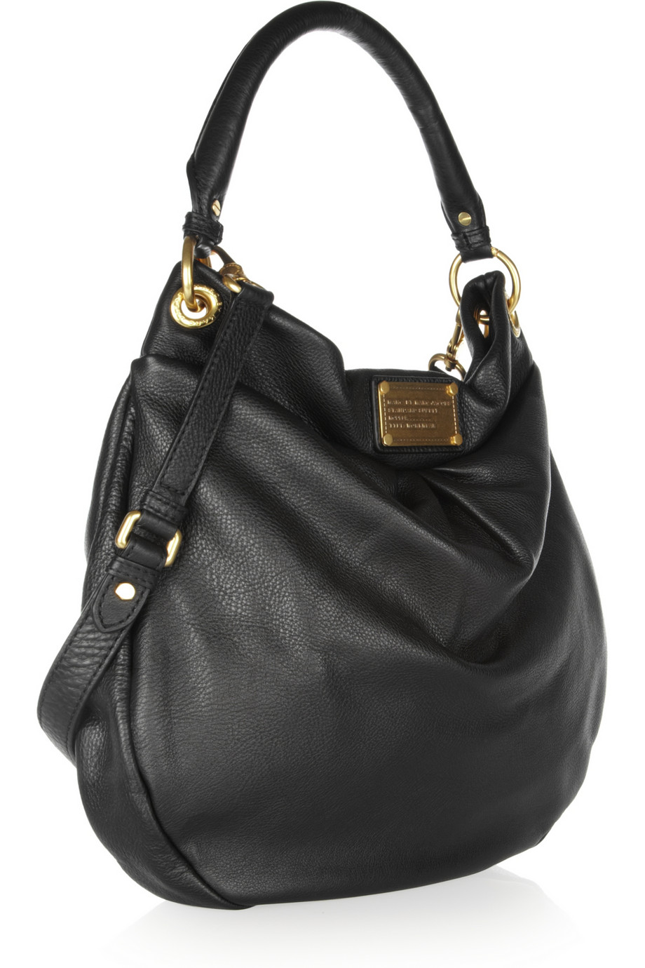 Marc By Marc Jacobs The Classic Q Hillier Hobo Textured-Leather Shoulder Bag in Black - Lyst