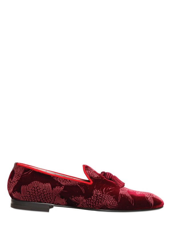 Max verre 20mm Printed Velvet Loafers in Red for Men | Lyst