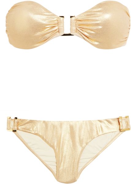 Melissa Odabash Rome Metallic Bandeau Bikini in Gold | Lyst