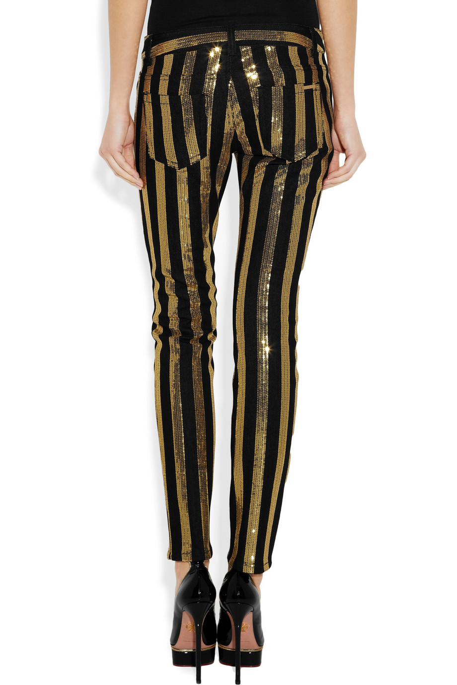 sequin striped pants