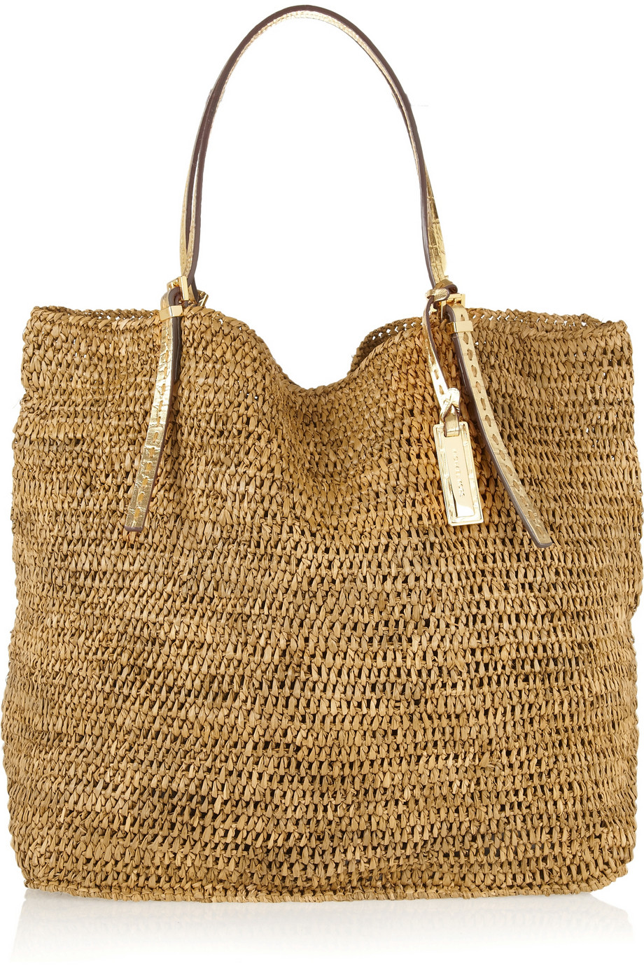 Michael Kors Santorini Woven Raffia Shopper in Brown | Lyst