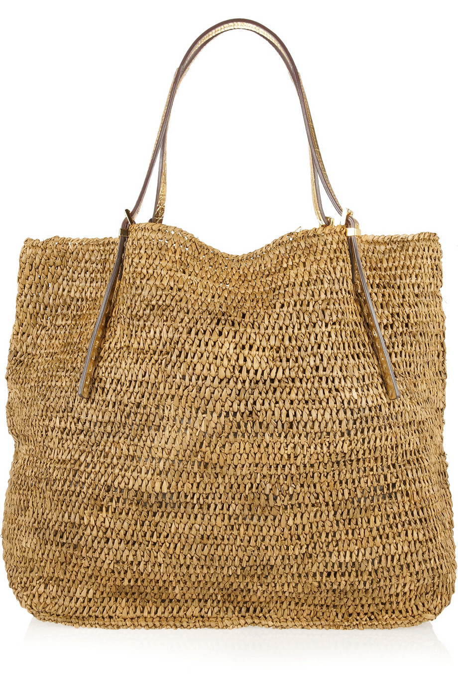 Michael Kors Santorini Woven Raffia Shopper in Brown Lyst