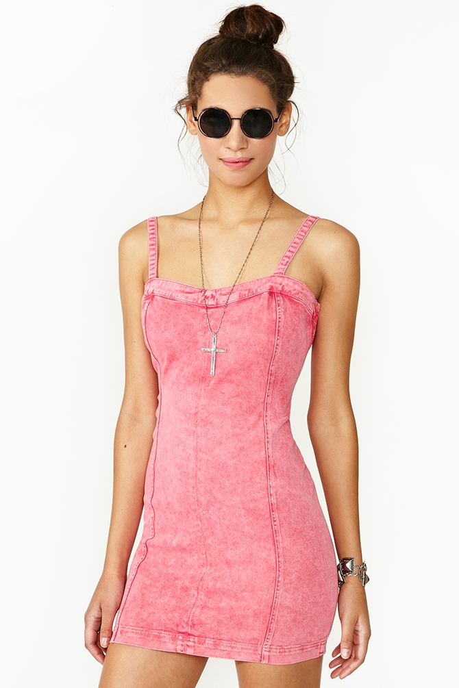 Lyst Nasty Gal Denim Dress in Pink