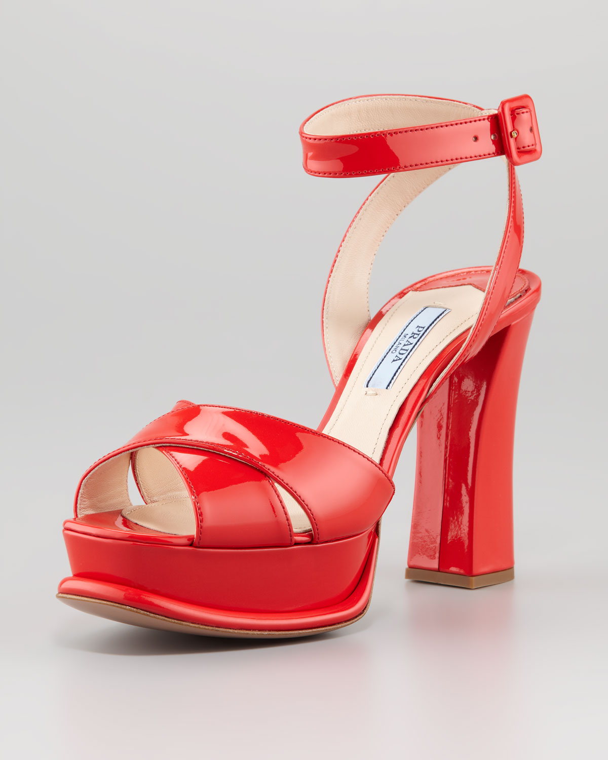 red patent leather sandals