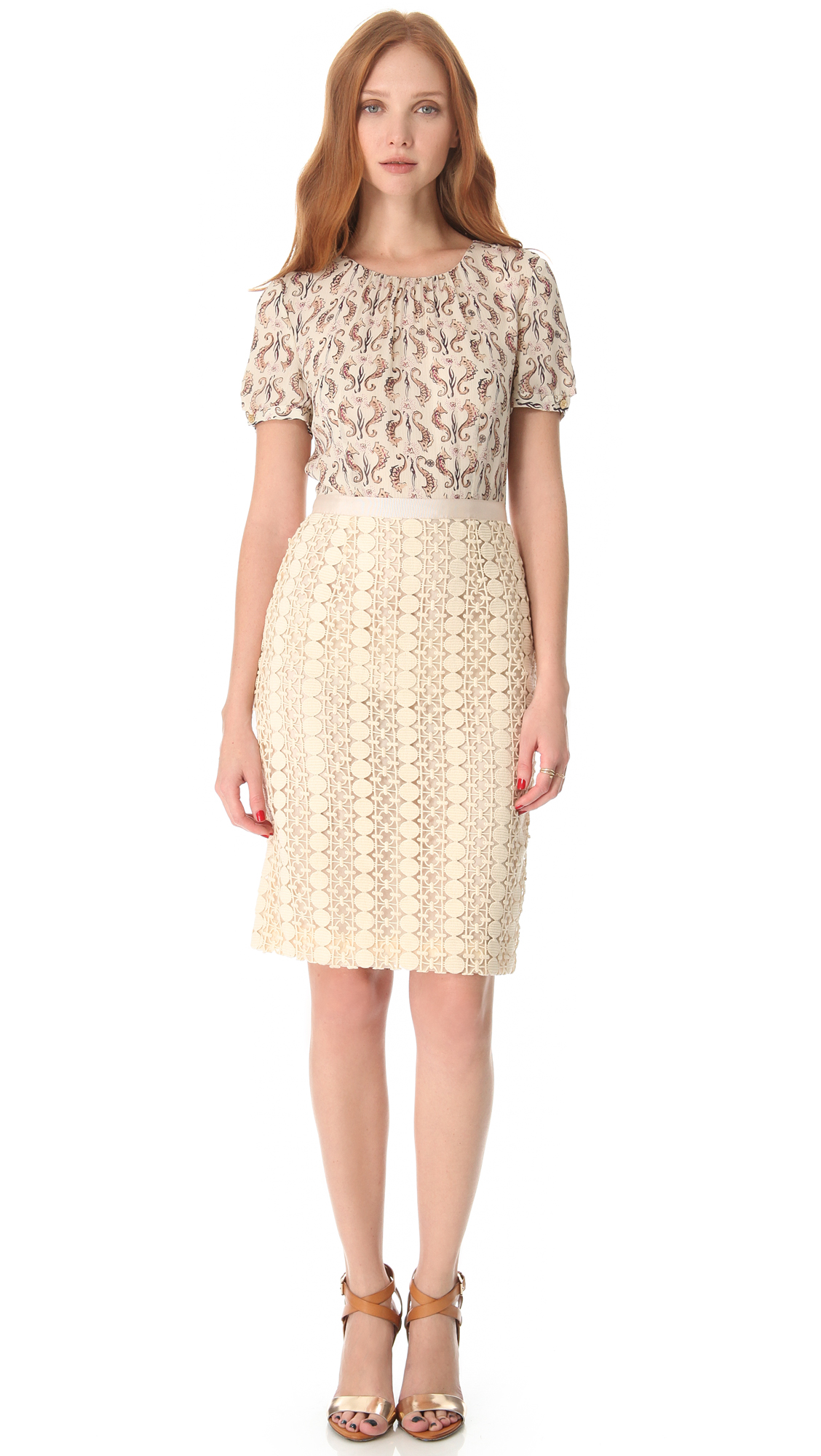 Tory Burch Adelaide Seahorse Dress in Natural | Lyst Canada