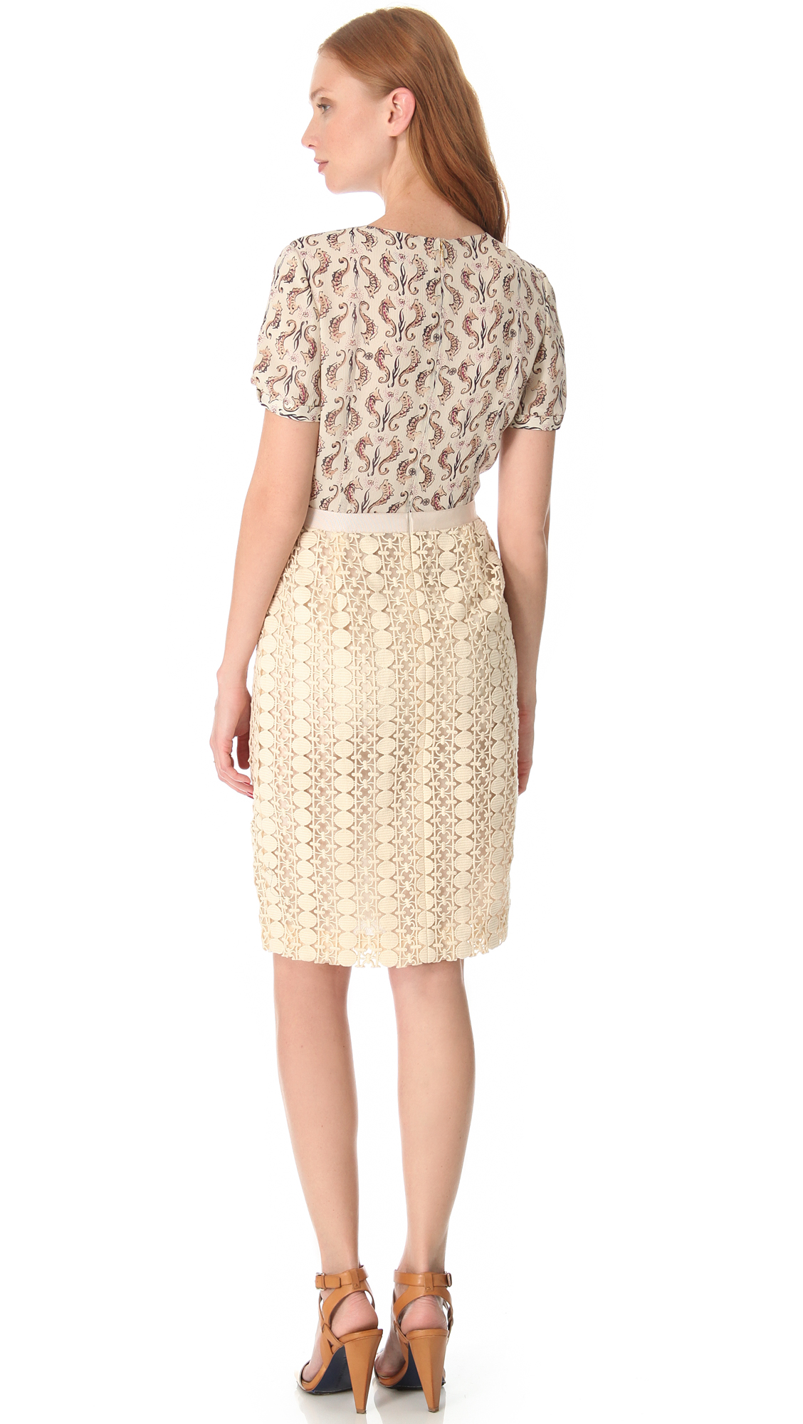 Tory Burch Adelaide Seahorse Dress in Natural | Lyst