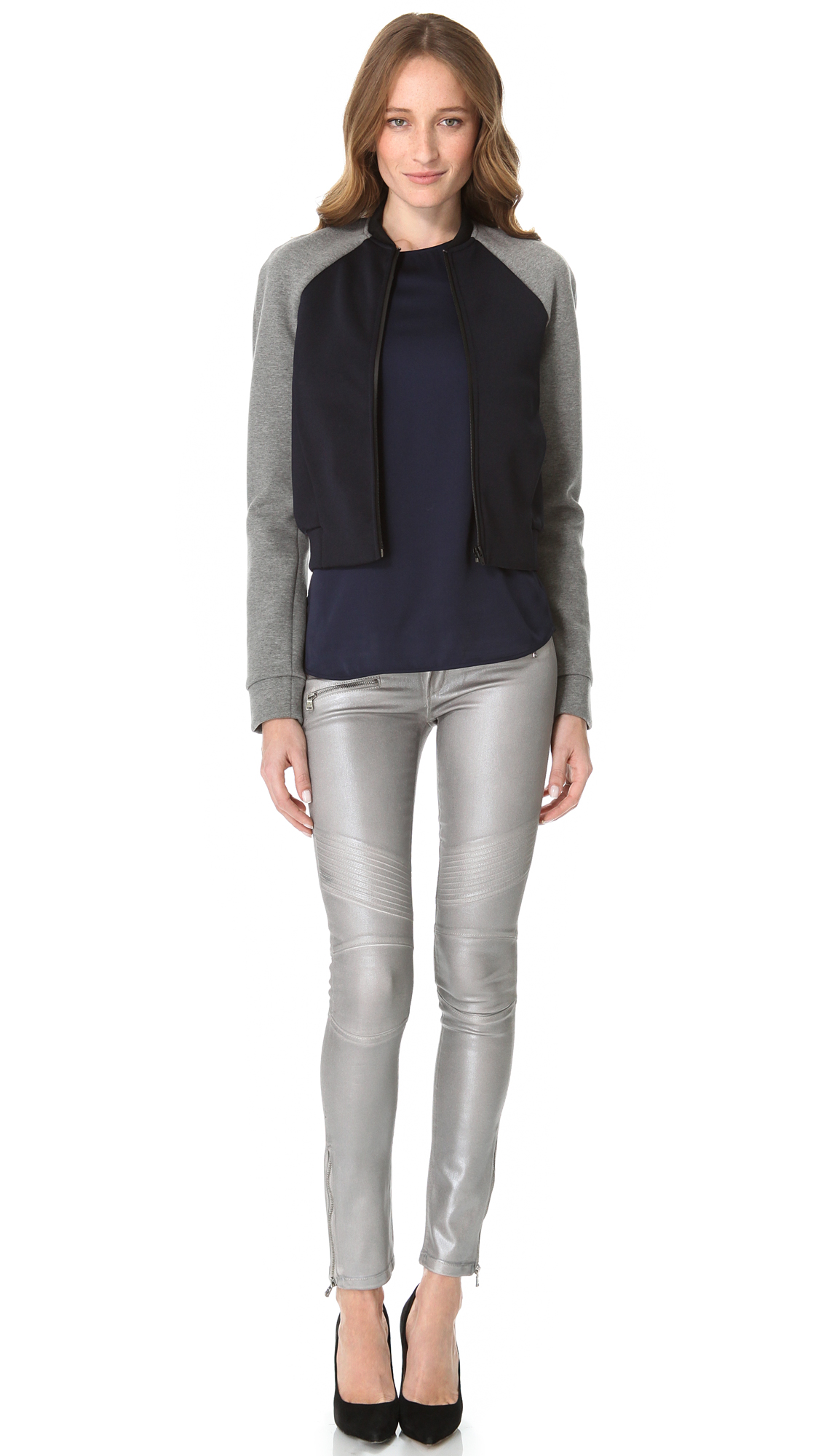 DL1961 Hazel Wax Coated Skinny Jeans in Gray - Lyst