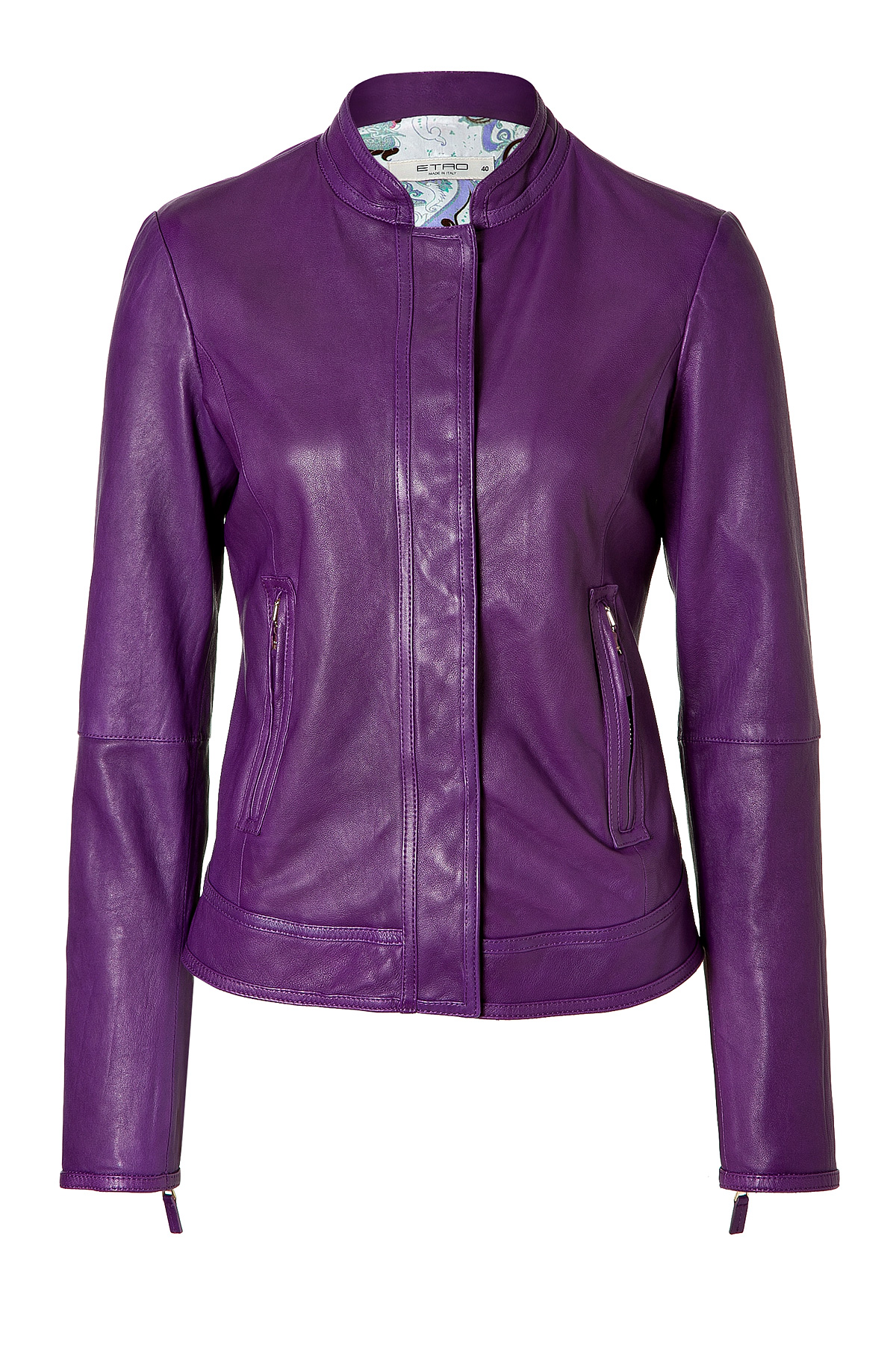 Фиолетовая кожаная куртка