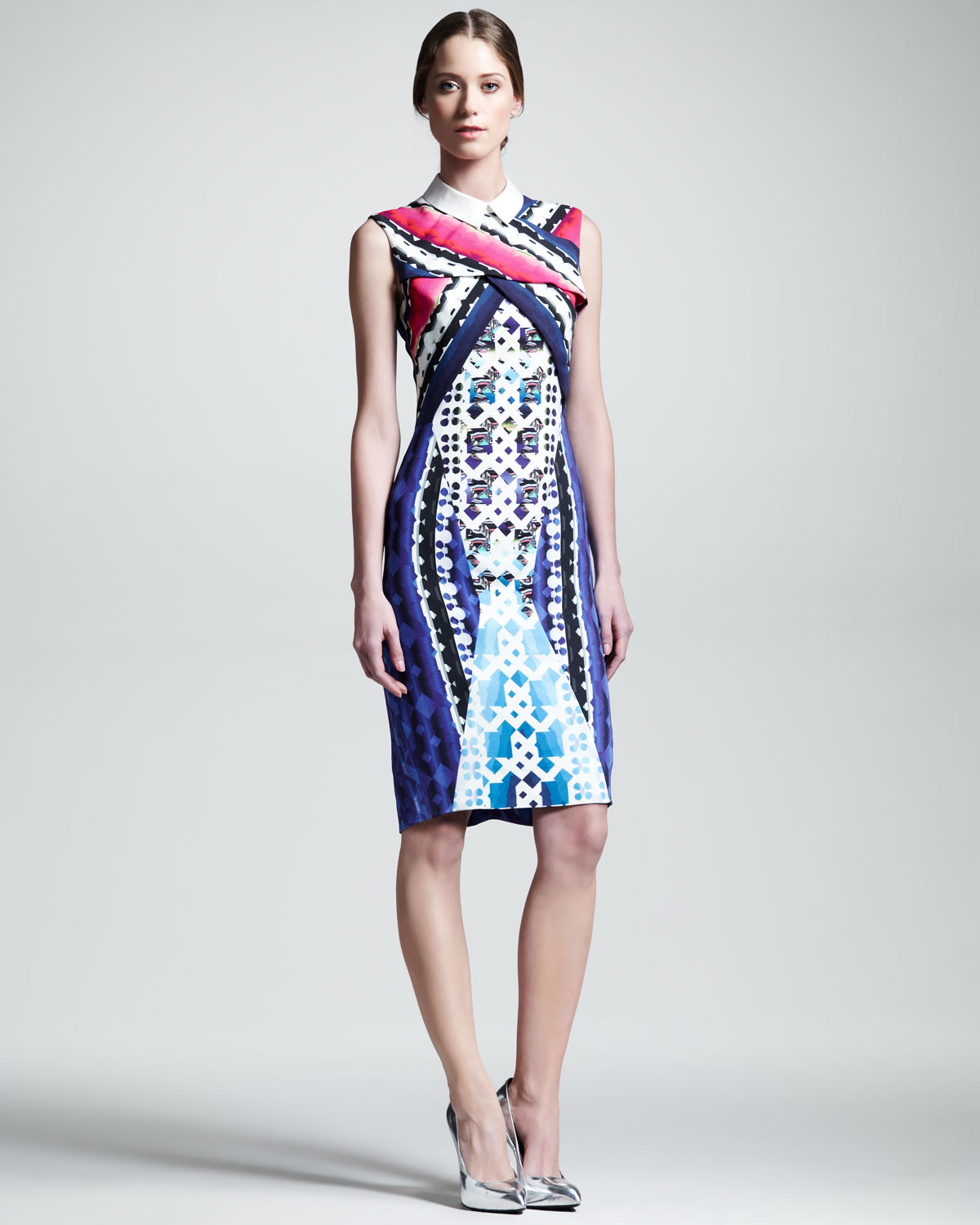 Lyst Peter Pilotto Stretch Crepe X Dress In Blue Gallery