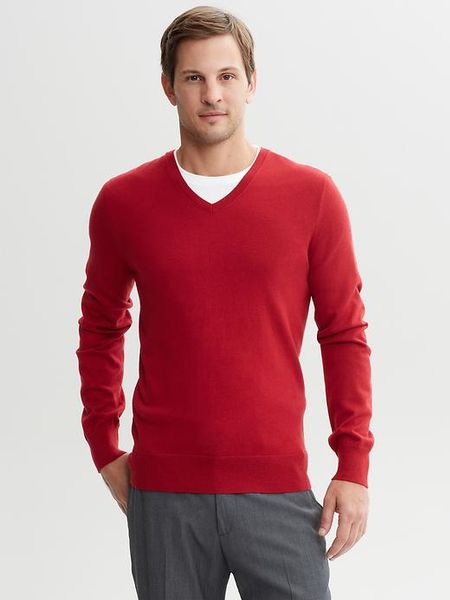 Banana Republic Silk cotton cashmere V-neck Sweater in Red for Men ...