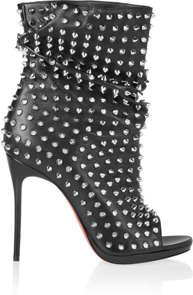 Christian Louboutin Guerilla 120 Studded Leather Ankle Boots in Black ...