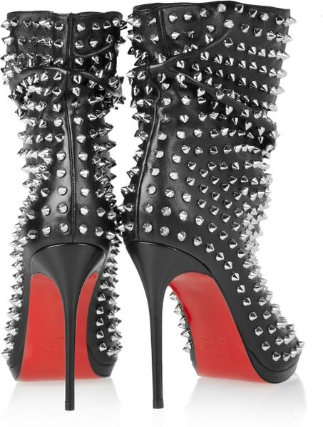 Christian Louboutin Guerilla 120 Studded Leather Ankle Boots in Black ...