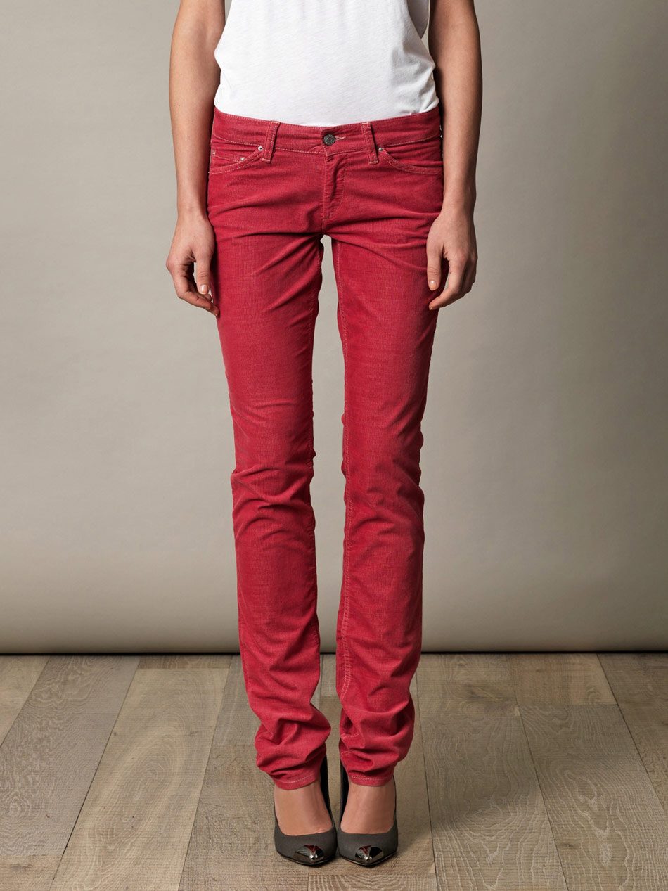Étoile Isabel Marant Iti Skinny Corduroy Trousers in Raspberry (Red) | Lyst