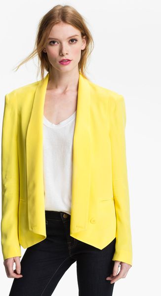 Rebecca Minkoff Becky Silk Jacket in Yellow (citrus) | Lyst