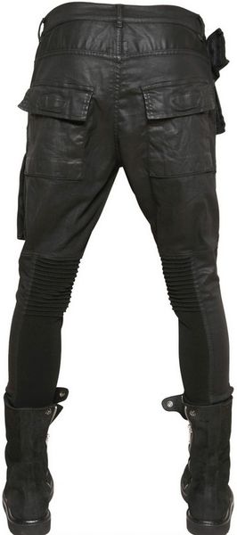 Rick Owens 15cm Memphis Wax Stretch Denim Jeans in Black for Men | Lyst