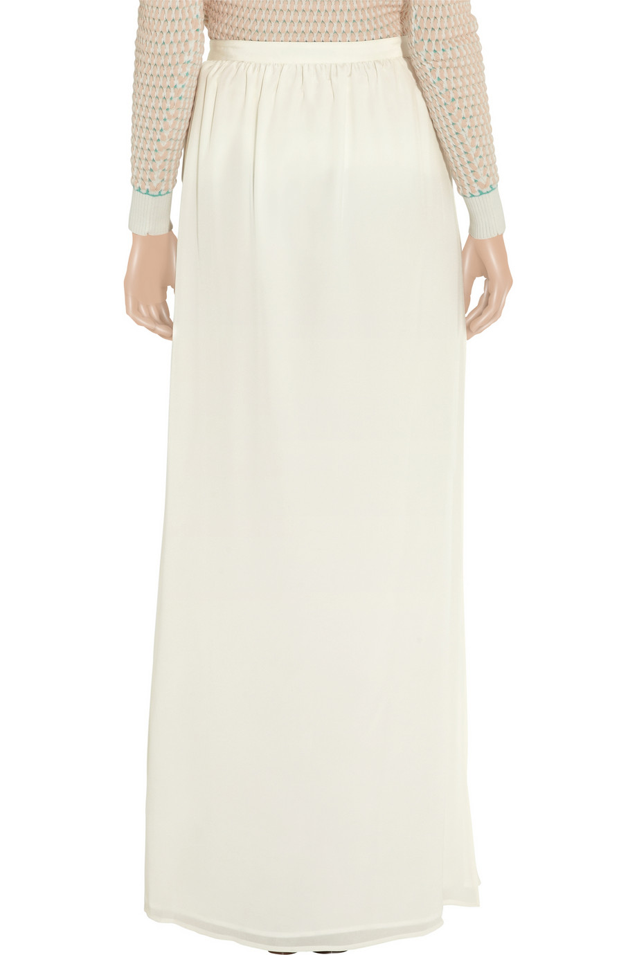 white silk maxi skirt