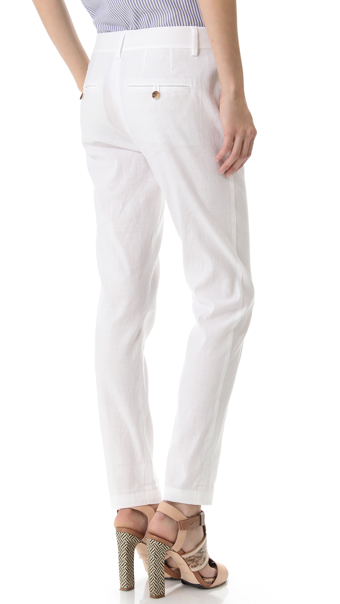 Vince Linen Trousers in White | Lyst