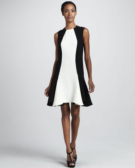 Stella Mccartney Colorblock Cady Dress in White (black) | Lyst