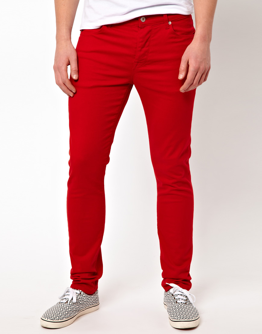 ASOS Asos Skinny Jeans in Red for Men | Lyst