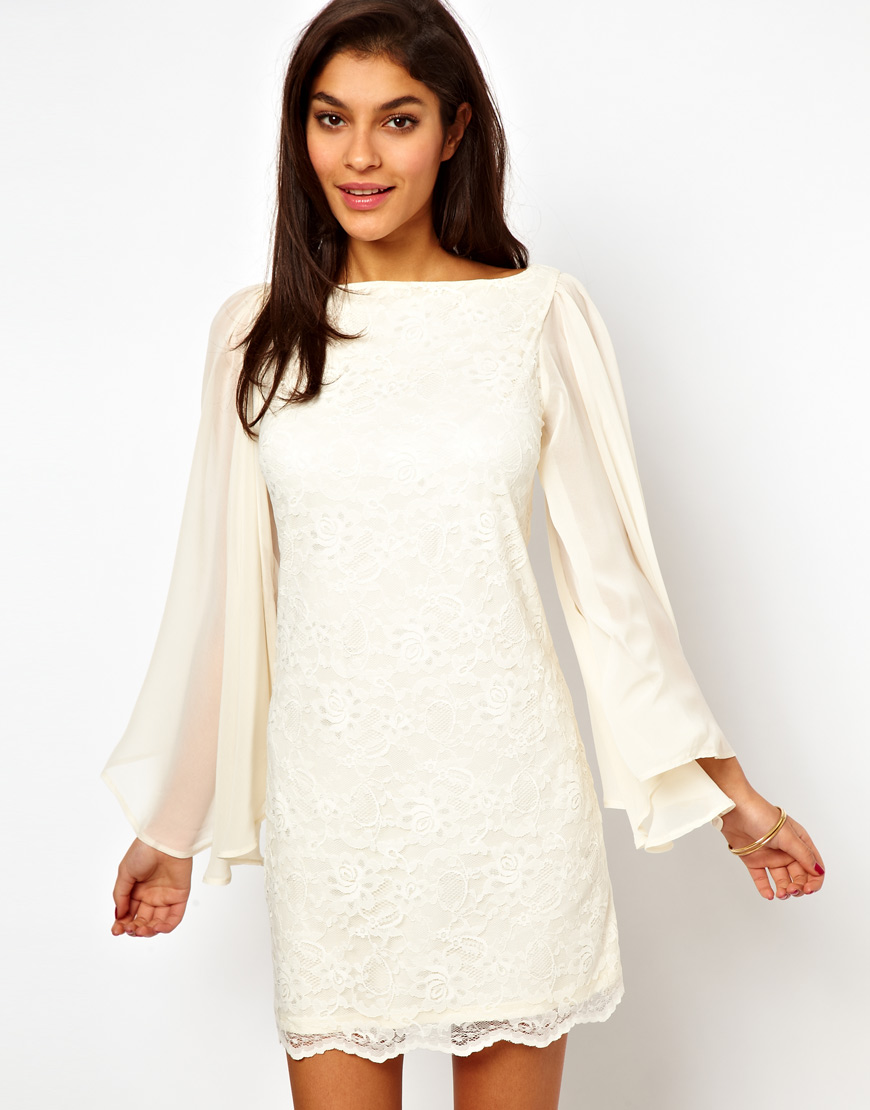 cream shift dress with sleeves
