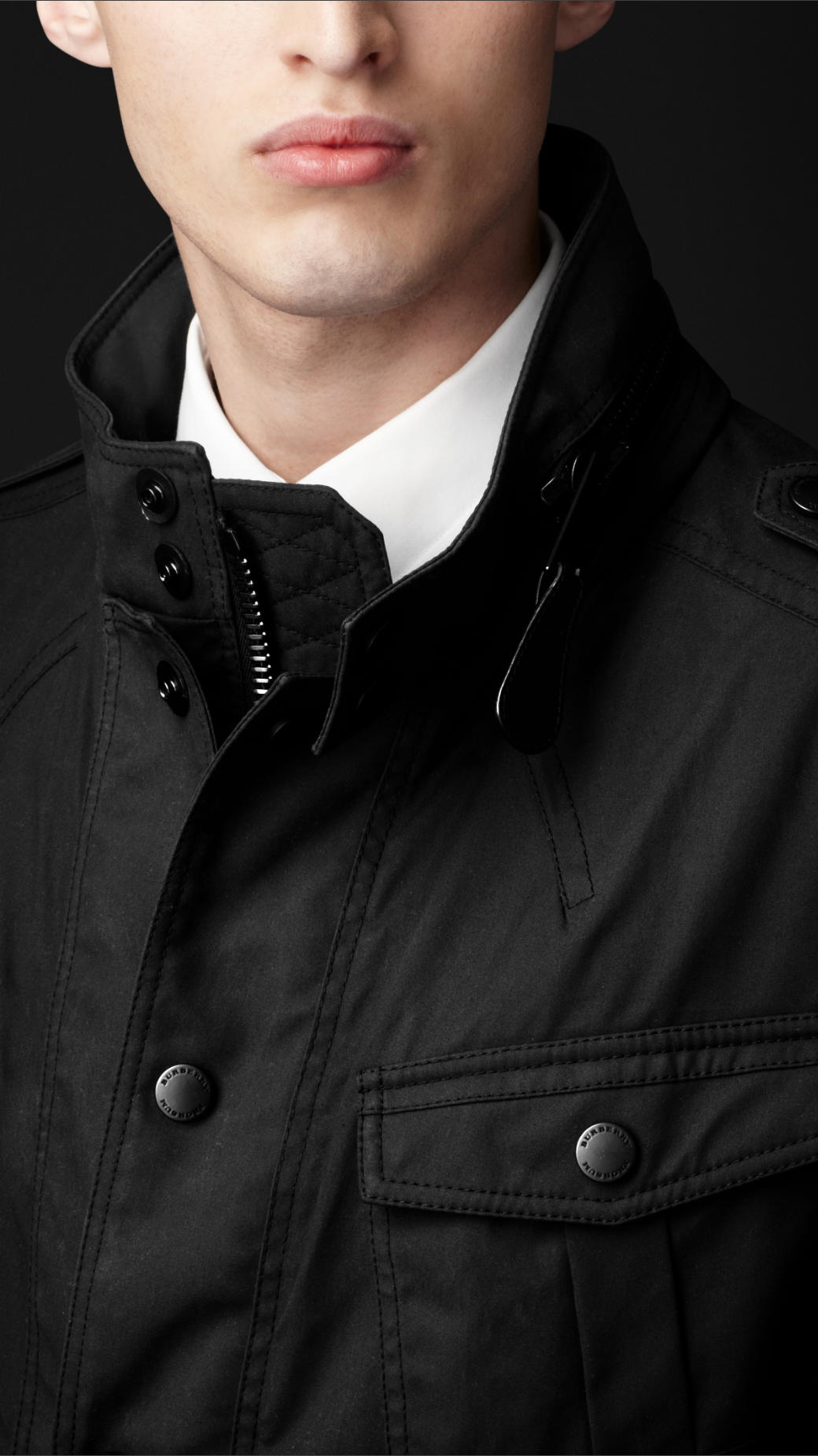 Burberry Prorsum Waxed Cotton Field Jacket in Black for Men | Lyst