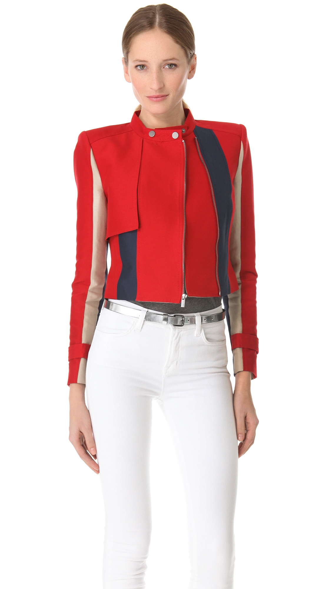 BCBGMAXAZRIA Color Block Jacket in Poppy (Red) - Lyst