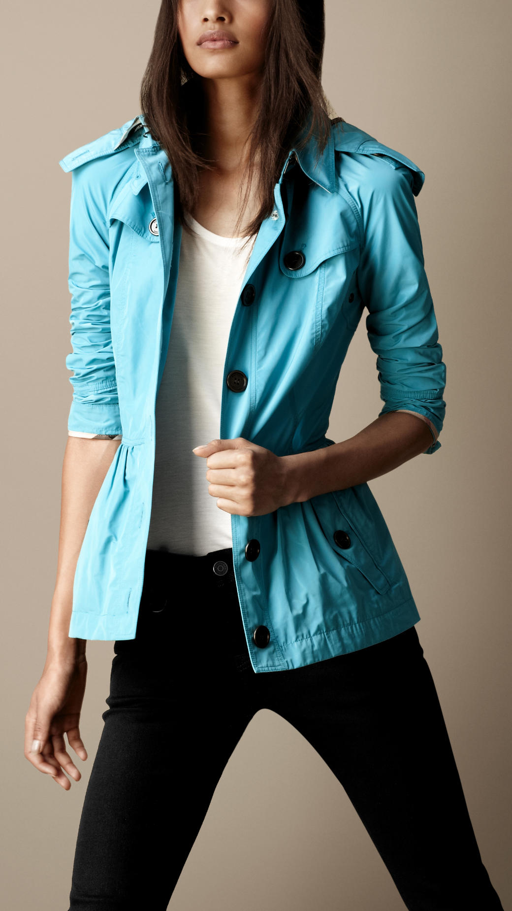 burberry teal trench coat