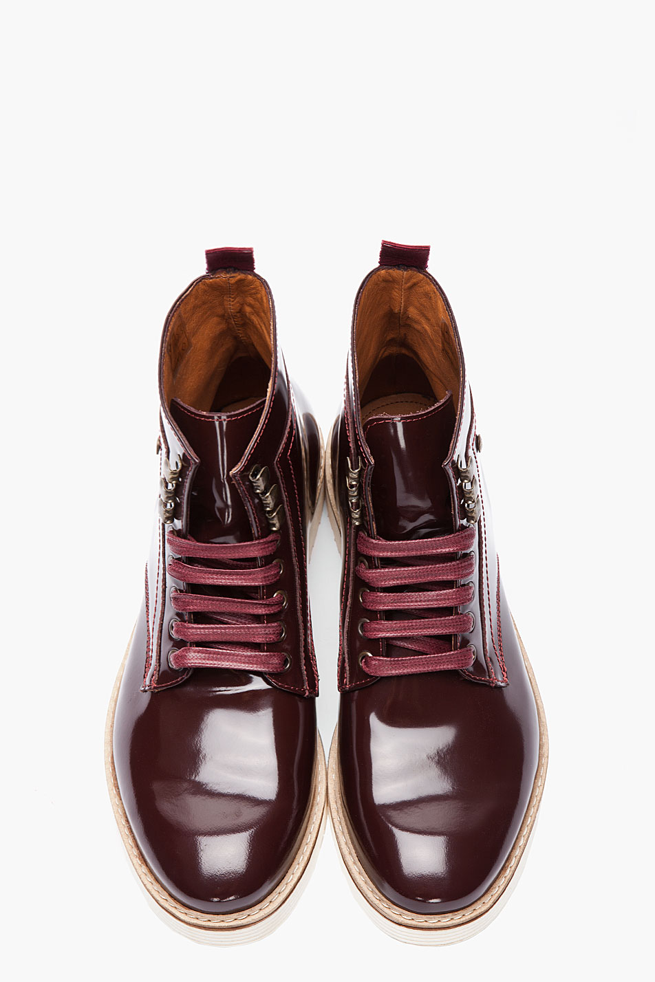 McQ Burgundy Patent Leather Military Boot in Brown for Men - Lyst