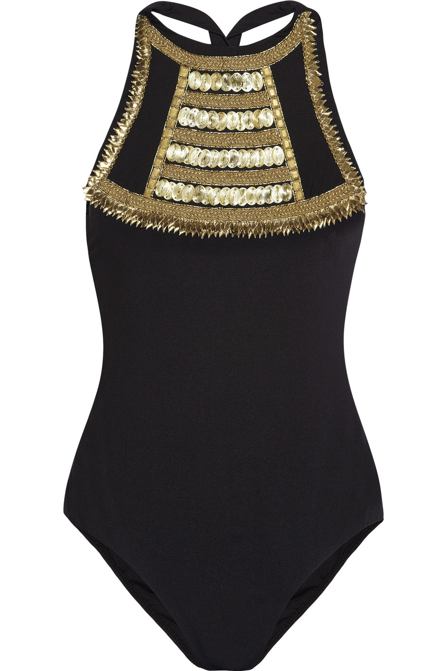 Lyst Melissa odabash Bali Embellished Halterneck Swimsuit in Metallic