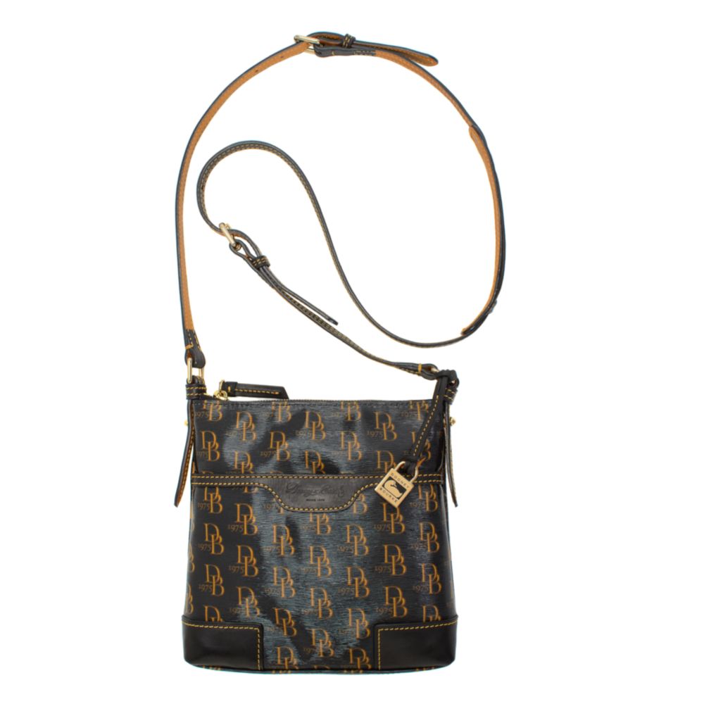 Dooney & Bourke Signature Letter Carrier Crossbody Bag in Black/Black (Black) Lyst