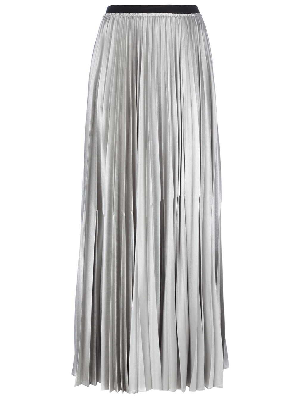 Enza Costa Pleated Maxi Skirt in Silver | Lyst