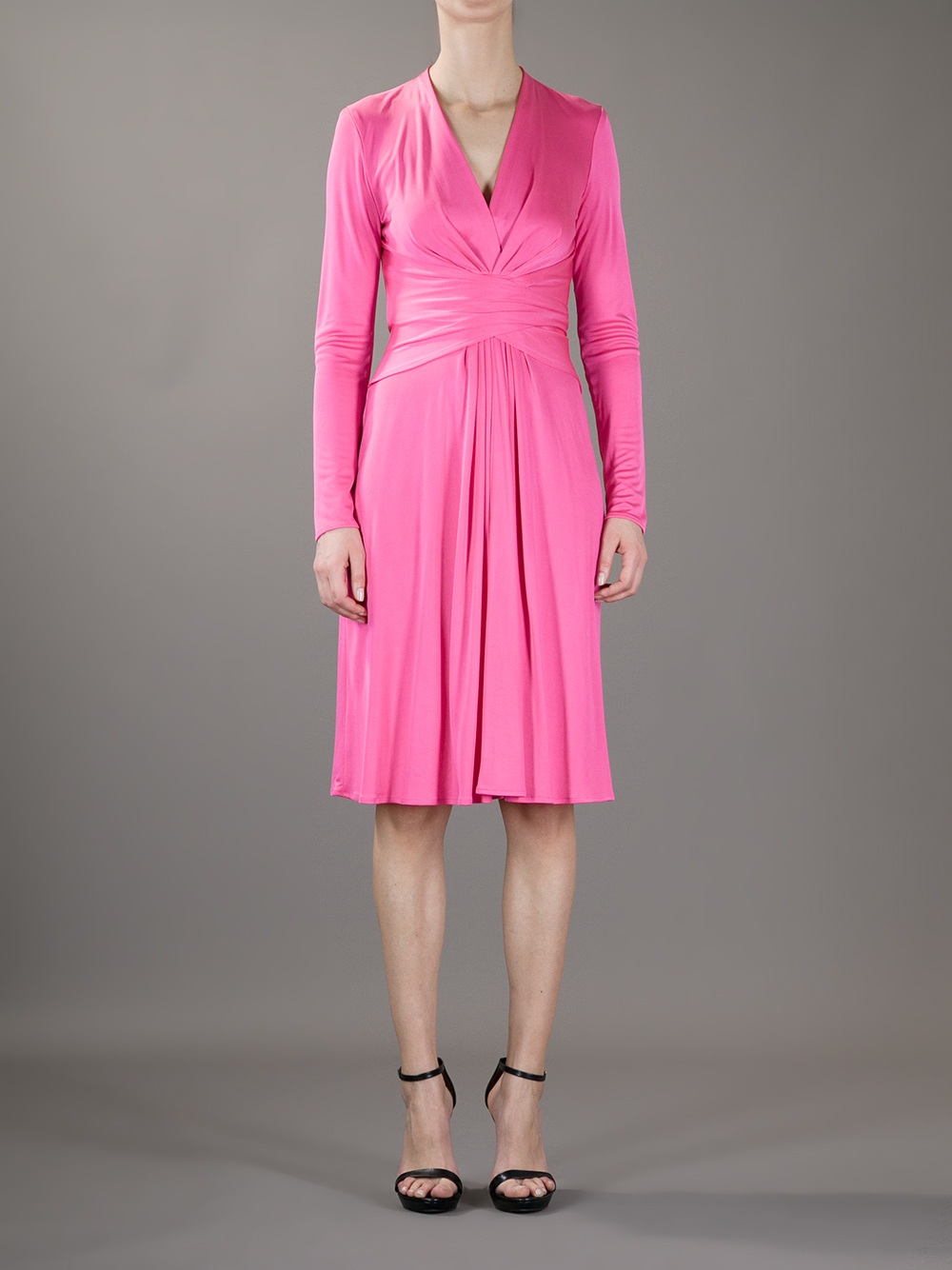 Issa Long Sleeve Wrap Dress in Pink | Lyst