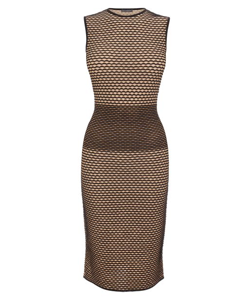 Lyst - Alexander Mcqueen Wave Stripe Jacquard Knit Pencil Dress in Brown