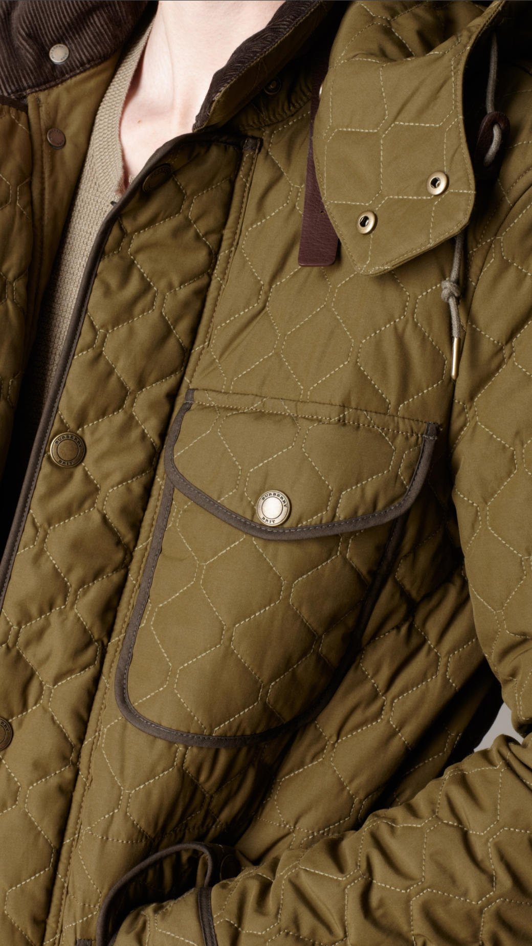 Burberry Leather Trim Quilted Field Jacket in Green for Men - Lyst