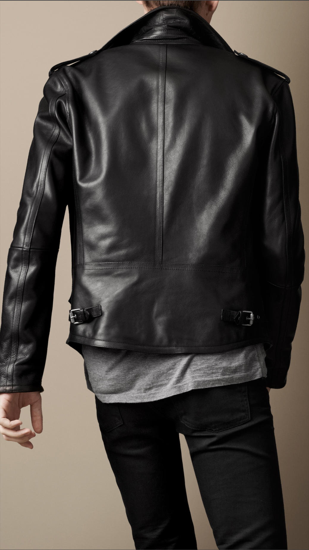 Burberry Brit Leather Biker Jacket in Black for Men | Lyst