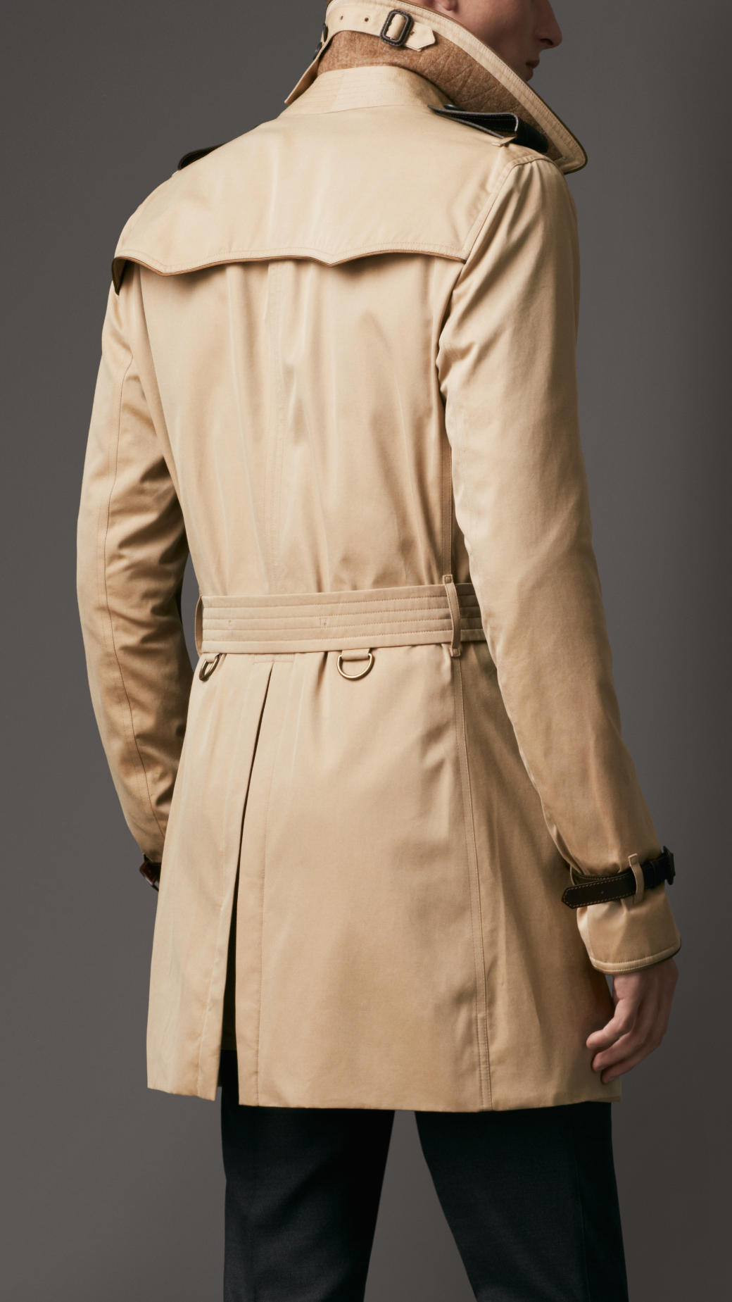 Lyst - Burberry Midlength Cotton Gabardine Contrast Detail Trench Coat ...