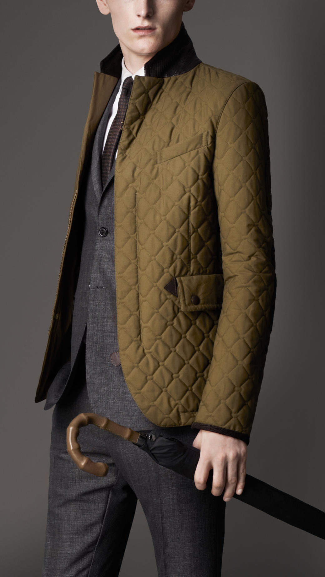 Burberry Waxed Cotton Quilted Jacket In Green For Men Lyst Gallery Men S Nike Destroyer Cargo Jackets
