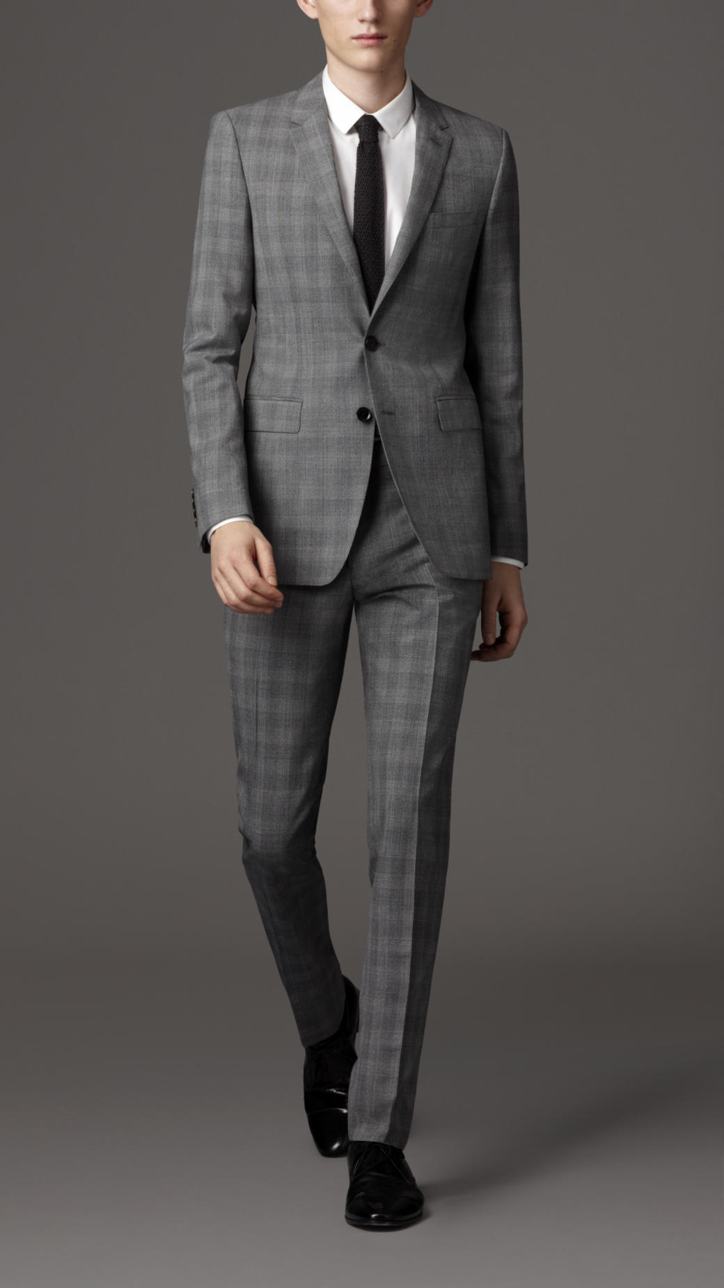 Burberry Slim Fit Virgin Wool Check Suit in Grey Melange (Gray) for Men - Lyst