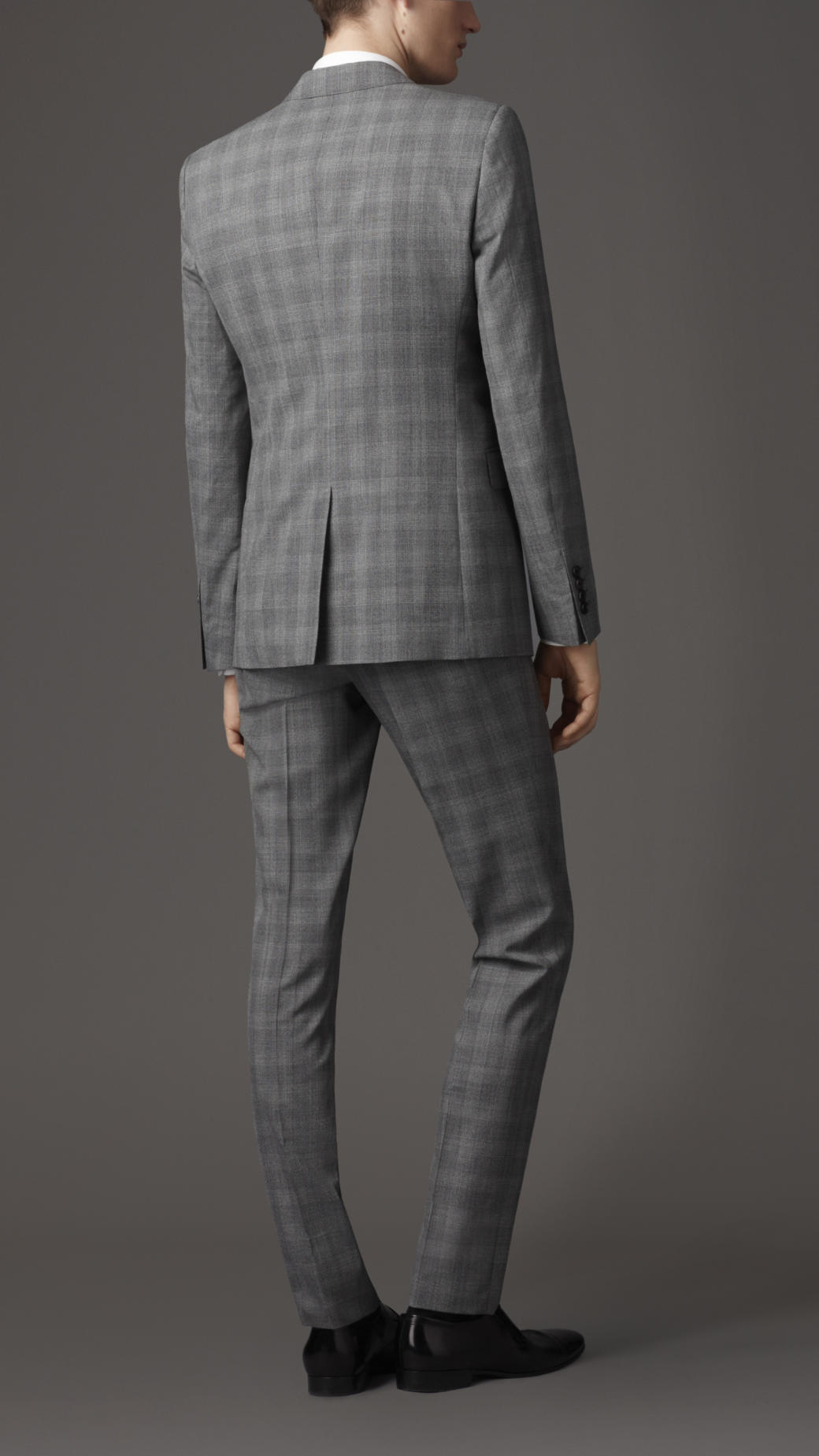Burberry Slim Fit Virgin Wool Check Suit In Pale Grey Melange Gray For Men Lyst