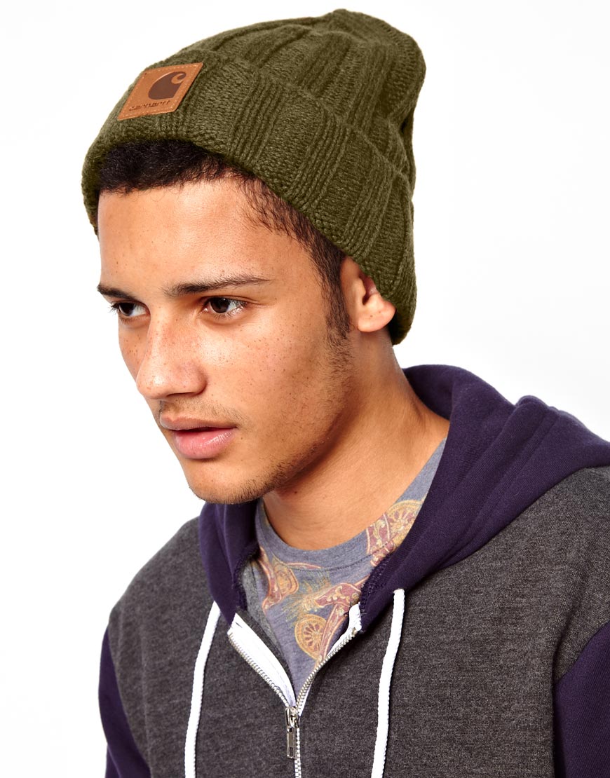 carhartt beanie leather logo