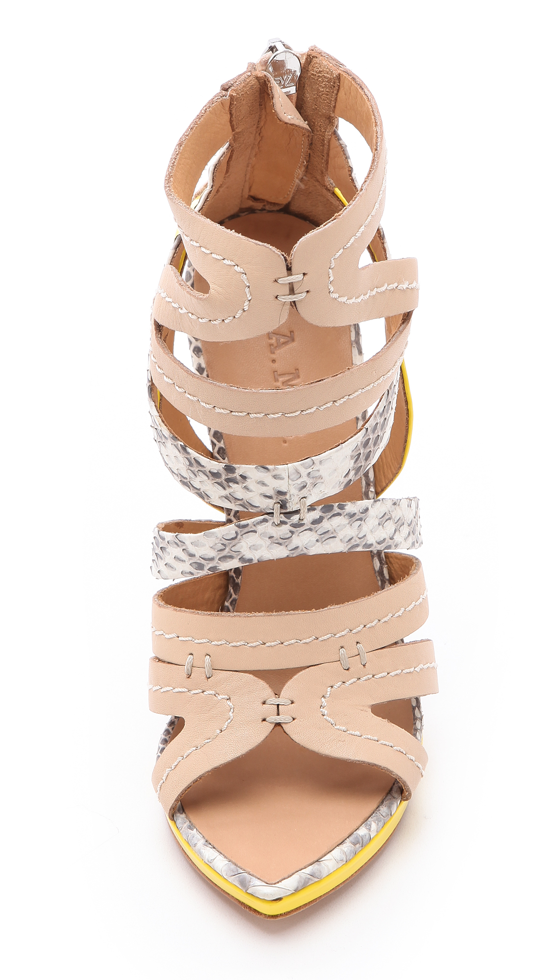 L.a.m.b. Jen Back Zip Sandals in Natural Lyst