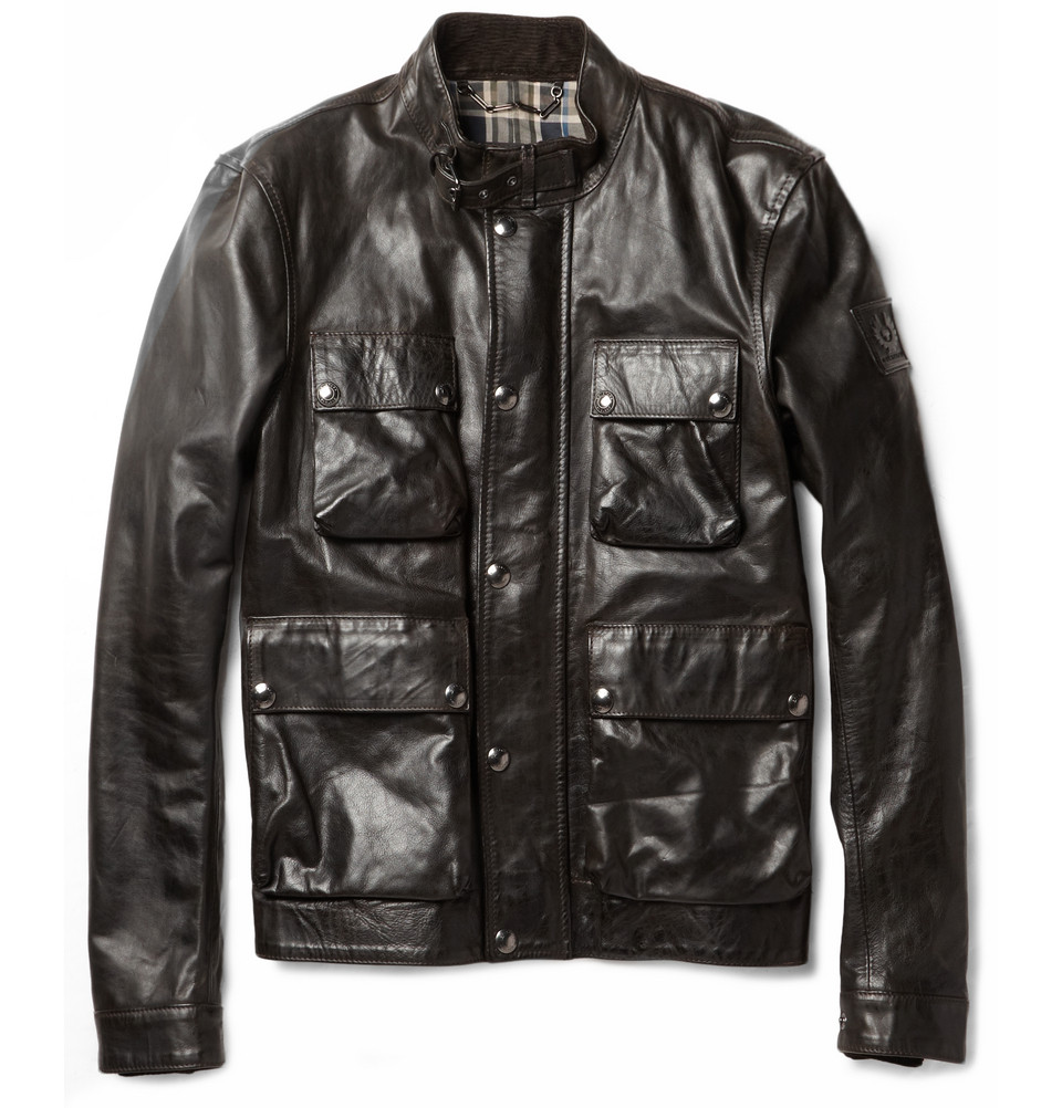 Belstaff Brad Washed Leather Jacket in Black for Men - Lyst