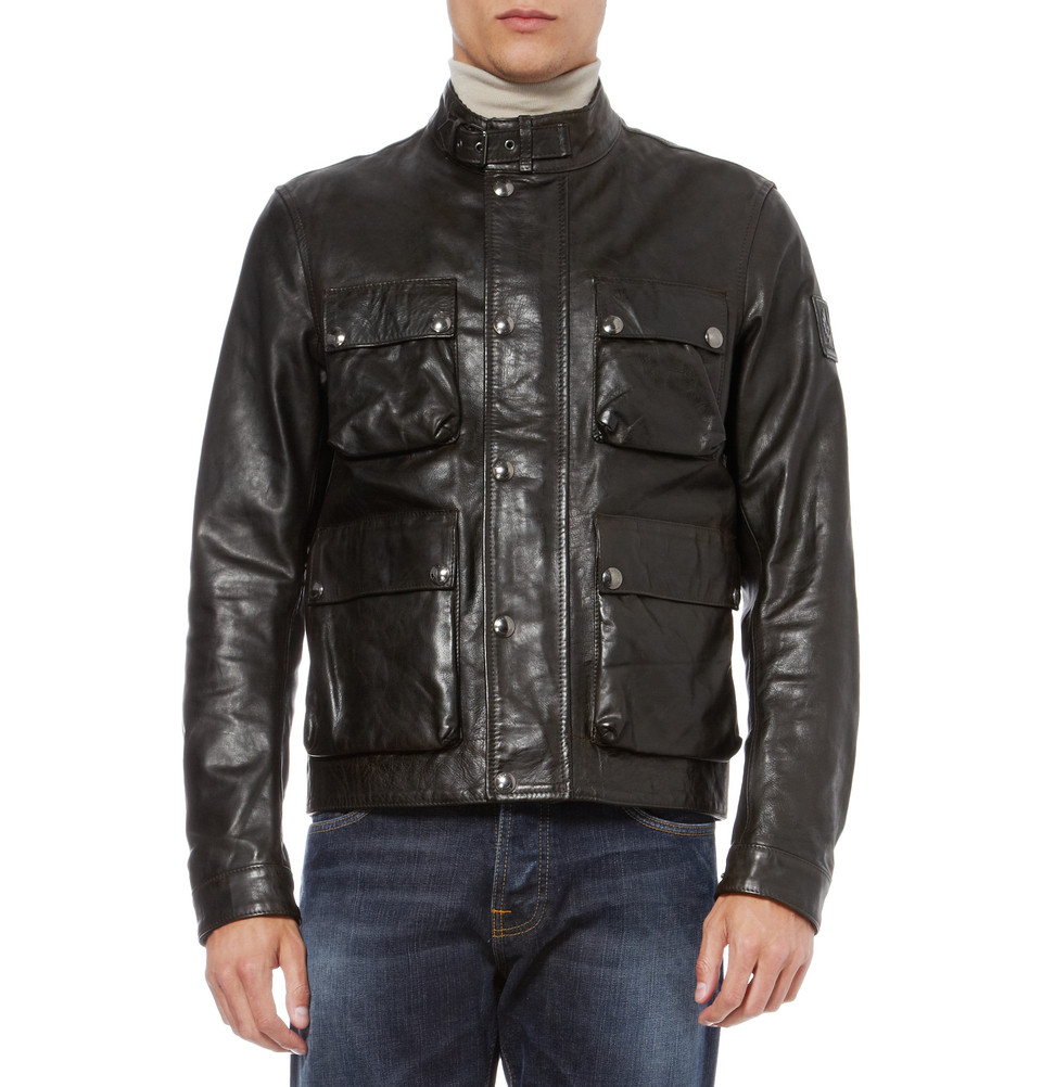 Belstaff Brad Washed Leather Jacket in Black for Men - Lyst