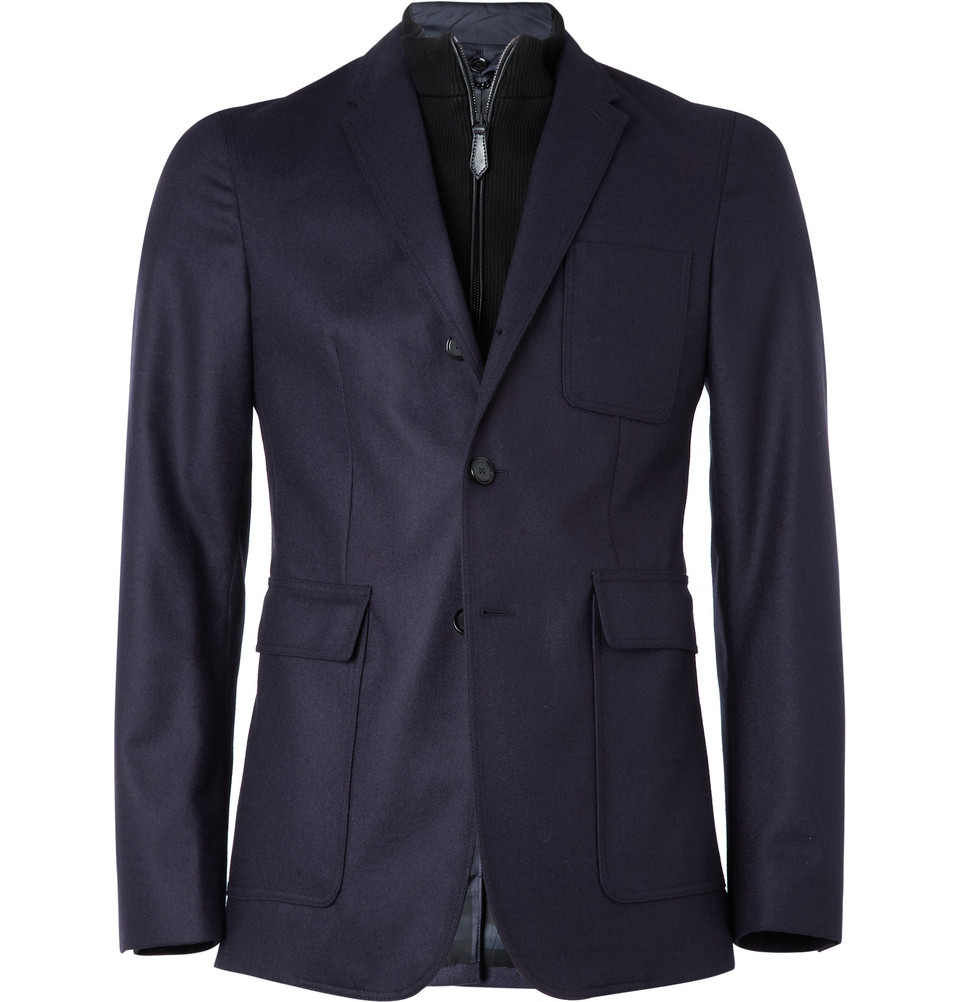 Burberry Wool Blazer with Detachable Front in Blue for Men - Lyst