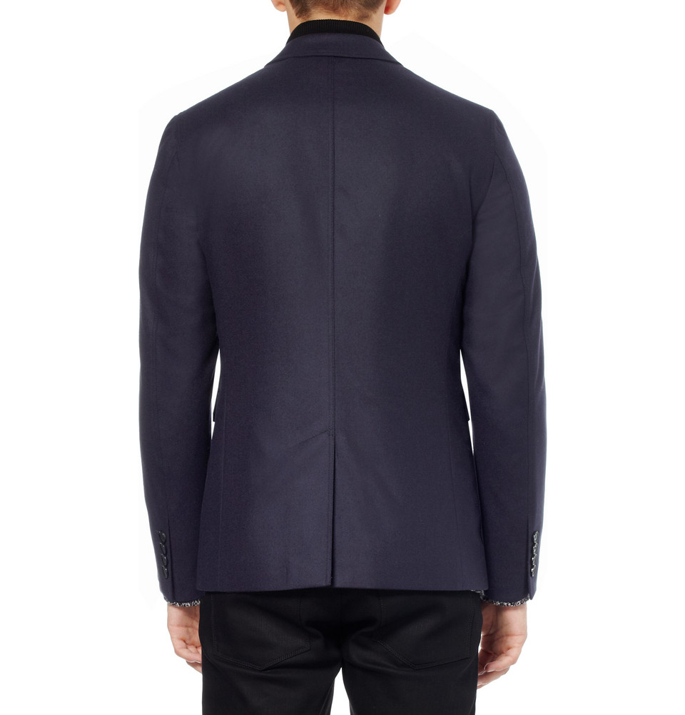Burberry Wool Blazer with Detachable Front in Blue for Men - Lyst